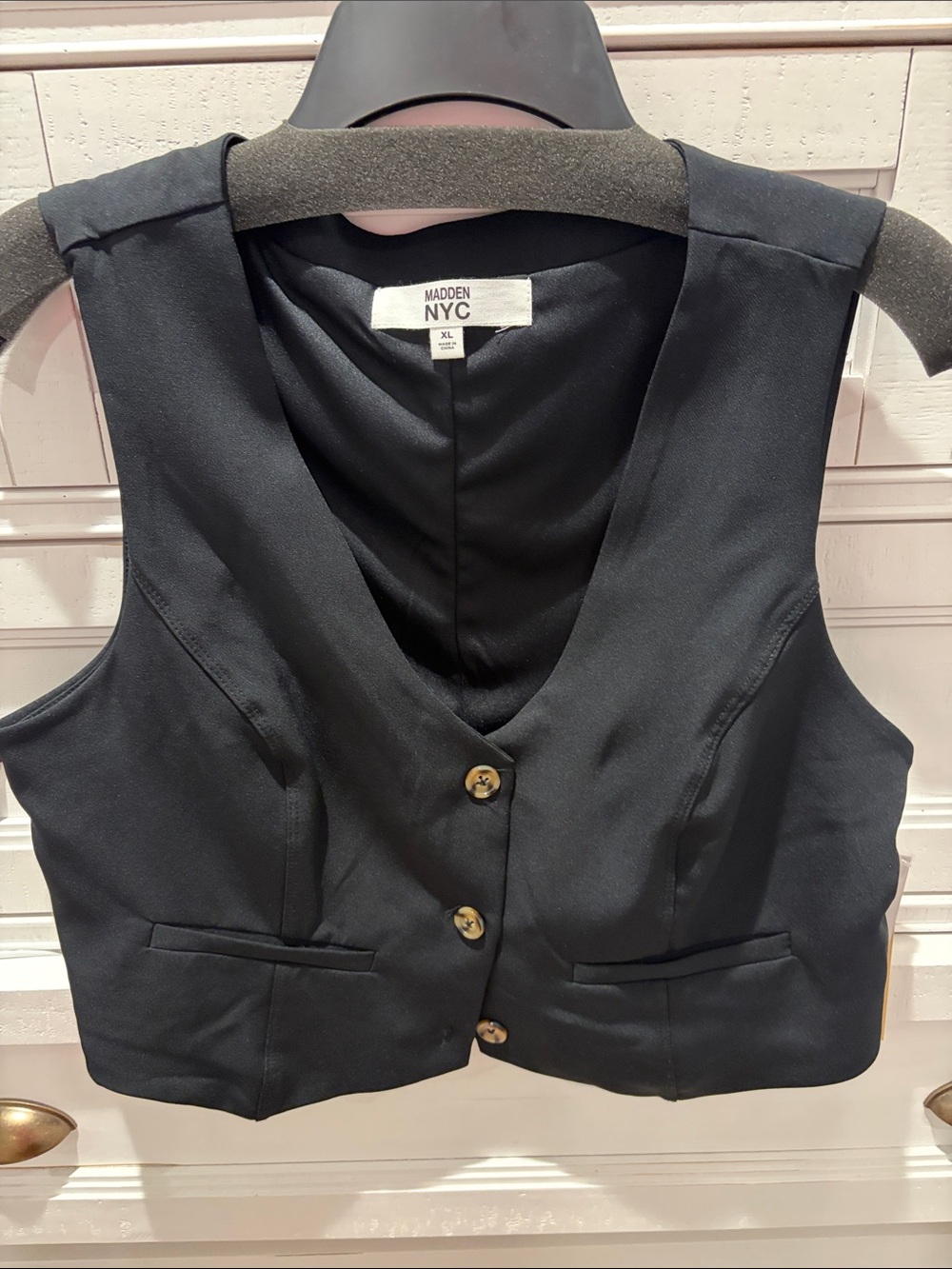 Madden NYC Black Tailored Waistcoat Vest sz XL 15-17